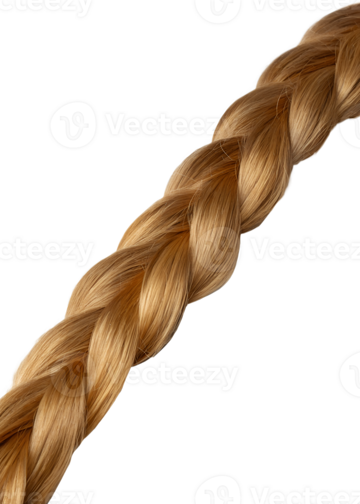 Close-up of beautifully braided light brown hair strand, intricate weaving texture png