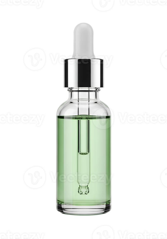 Cosmetic serum bottle isolated on transparent background, skin care product mockup png