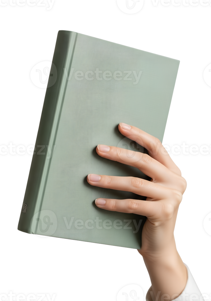 Hand holding book on transparent background, reading or education concept png