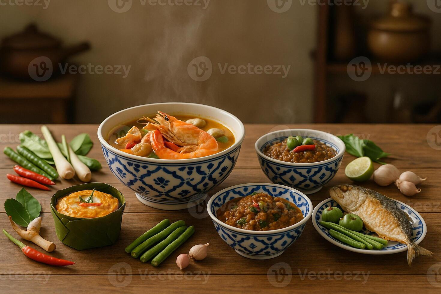 Central thai food in traditional kitchen photo