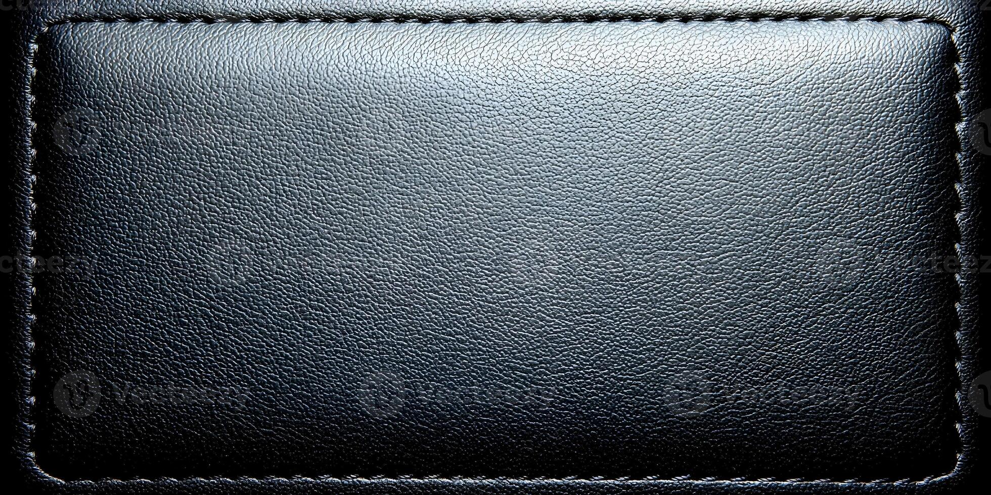 Dark Gray Leather Texture Background Stitched Detail photo