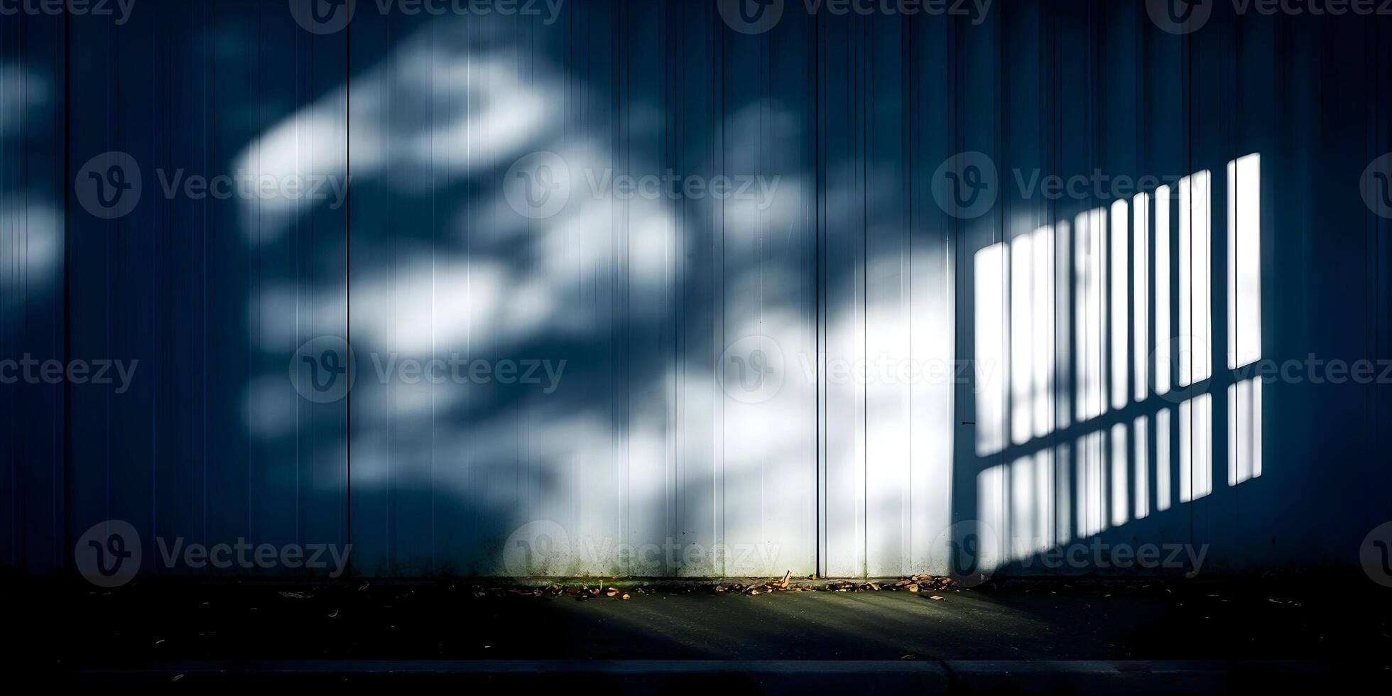 Abstract Wall Shadows Tree Light and Window Light Grey Blue Wall Background photo