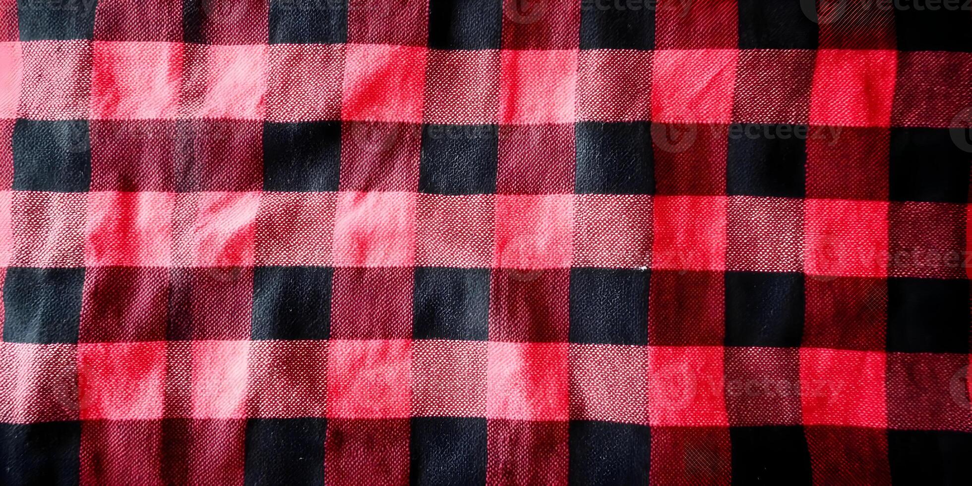Red and Black Checkered Fabric Texture Close Up photo