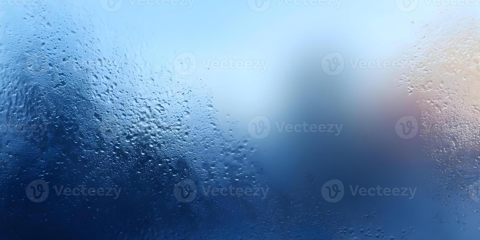 Water Droplets on Blue Glass Background Condensation Texture photo