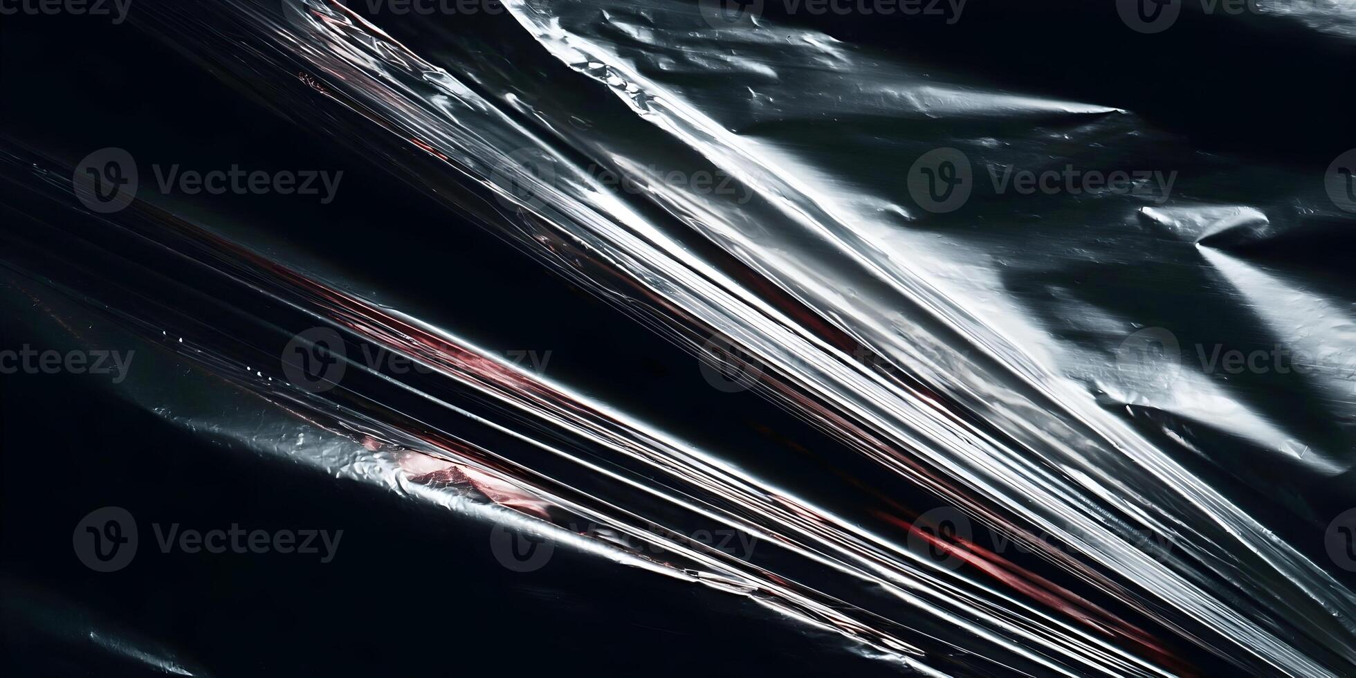 Dark Plastic Film Texture Background Crumpled Shiny Overlay photo