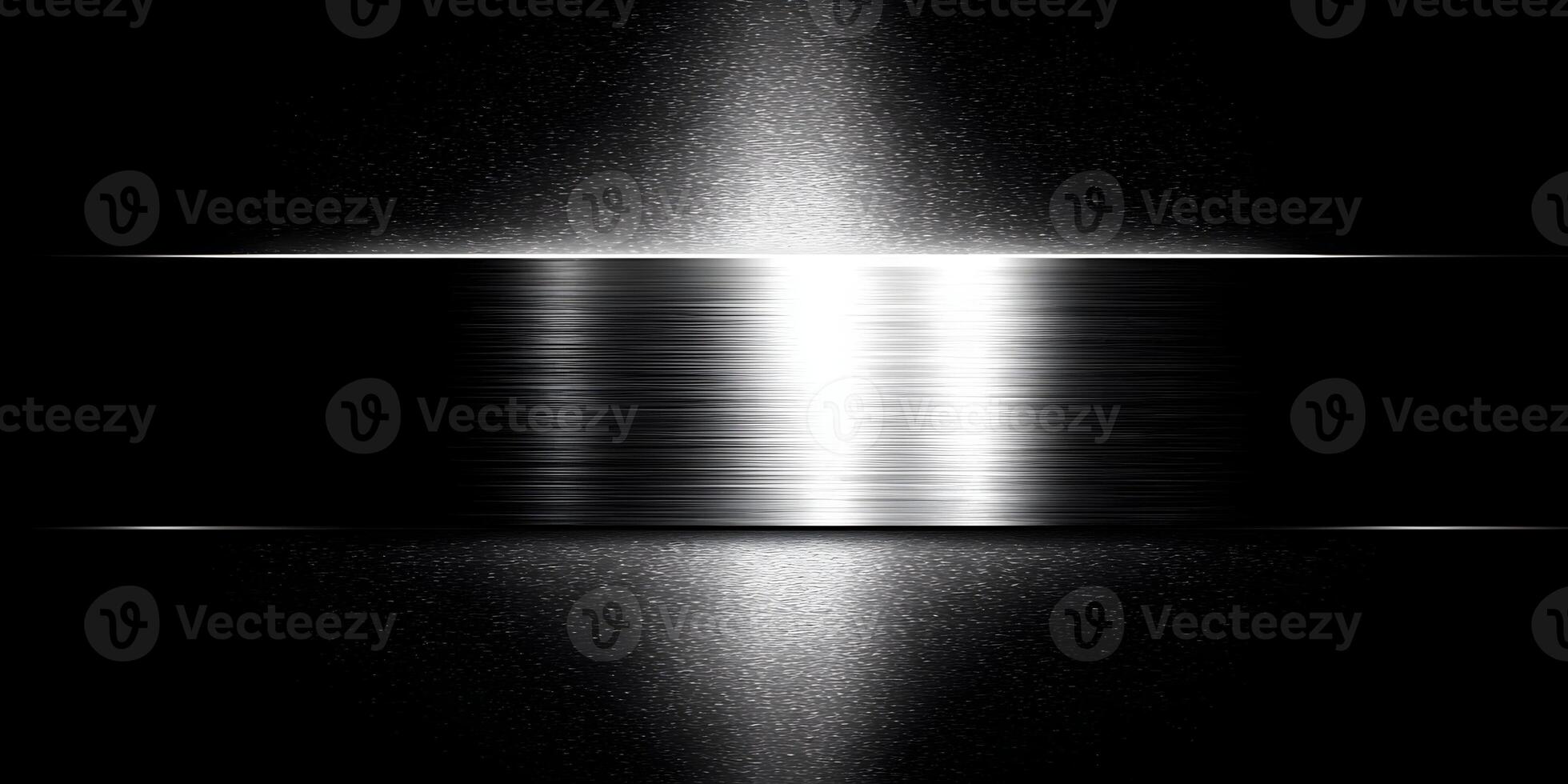 Black Metal Texture with Brushed Steel Band Bright Light Reflection photo