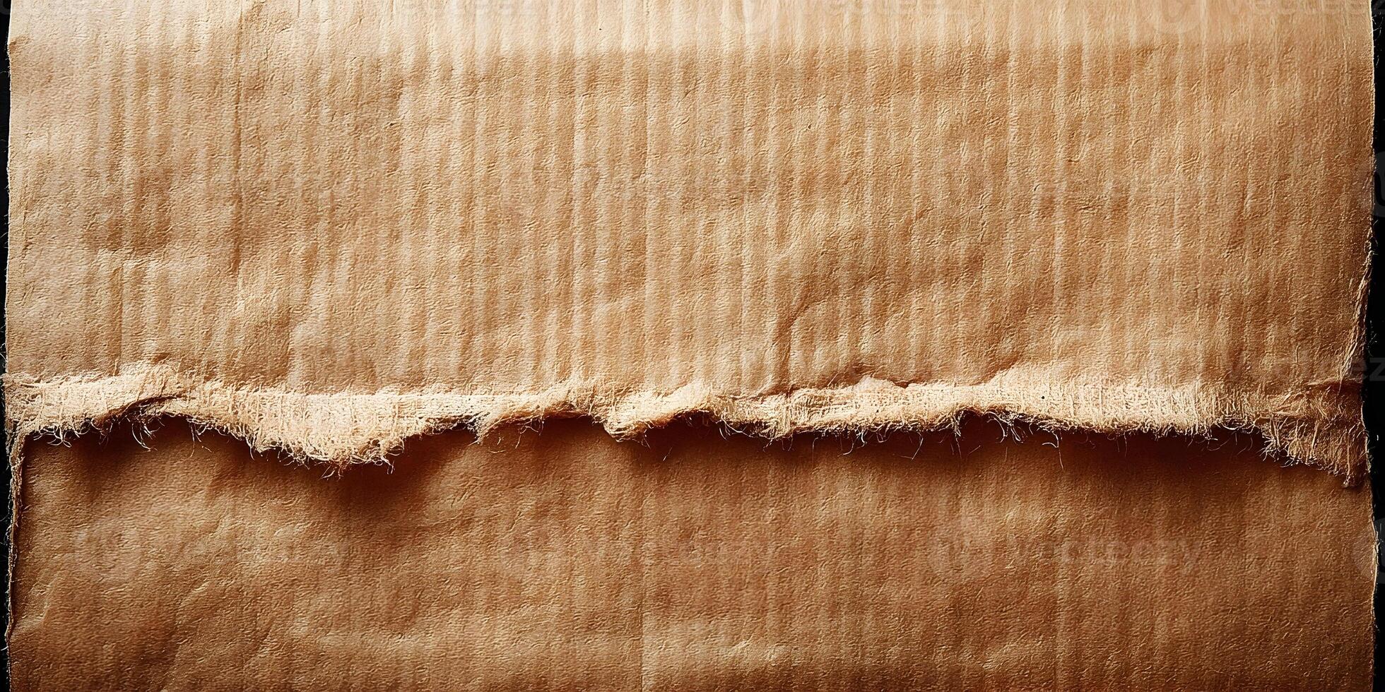 Brown Cardboard Texture Torn Edge Grunge Background photo