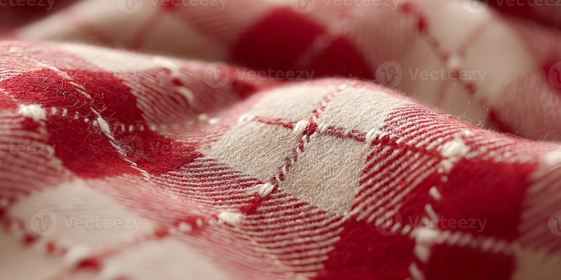 Red and White Plaid Fabric Texture Close Up Detailed Image photo