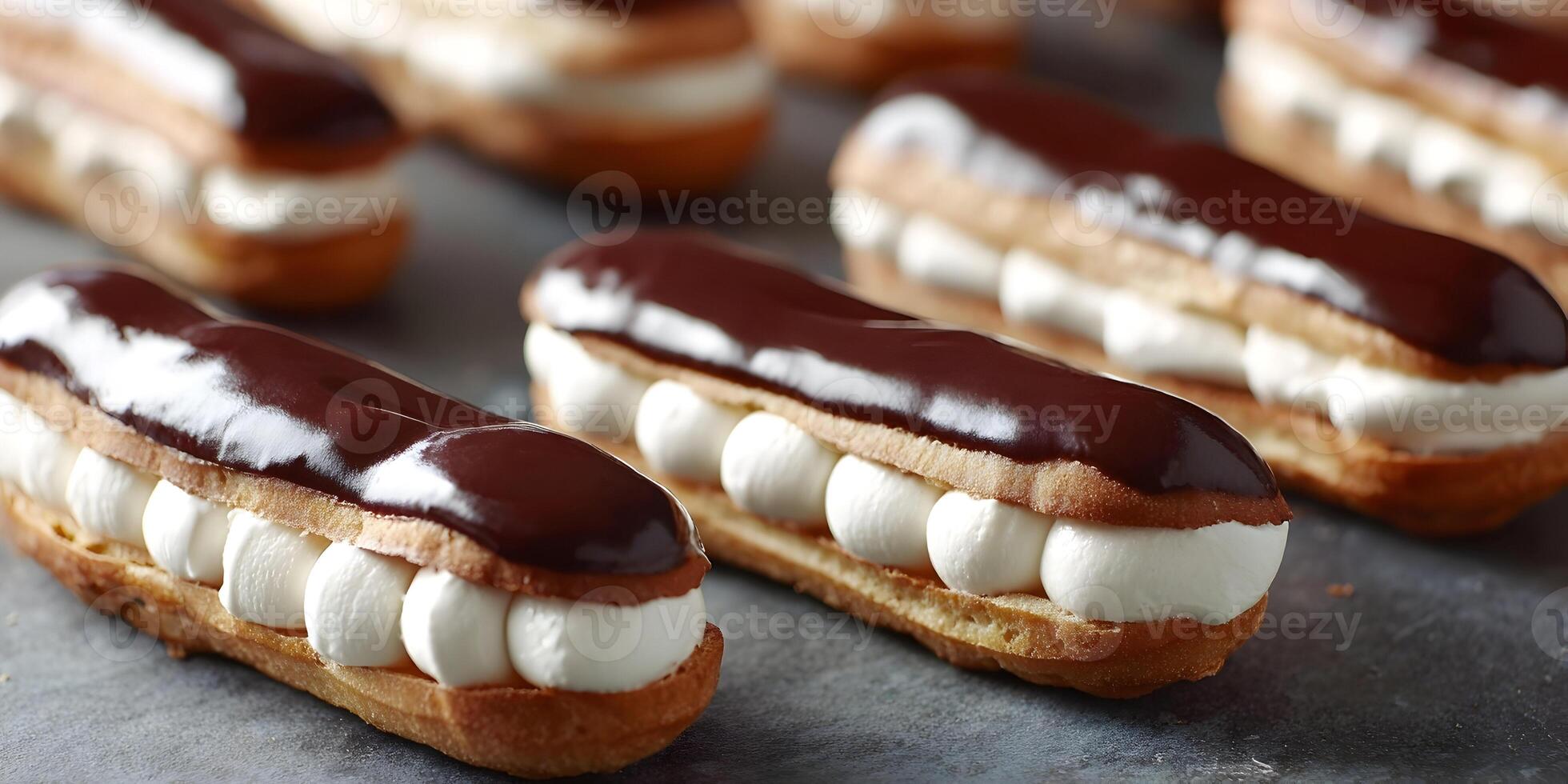 Chocolate Eclairs Cream Pastry Dessert Food Photography Sweet Treats Delicious Baked Goods photo