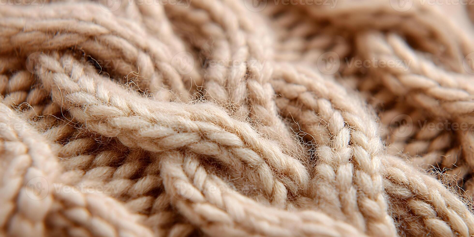 Close-Up of Beige Knitted Fabric Texture Background photo