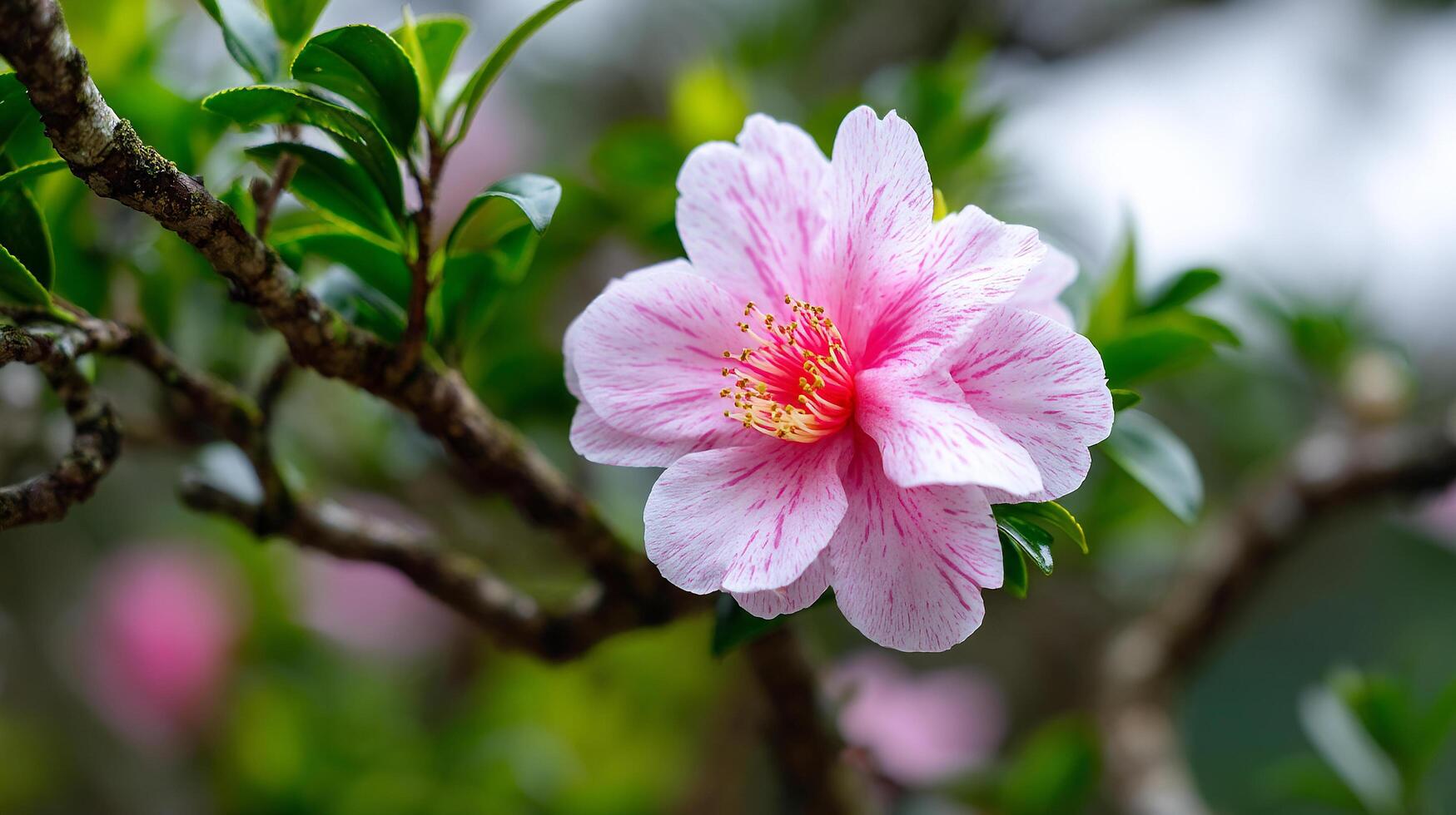 Image of flower captured on tree in soft sunlight with clarity photo