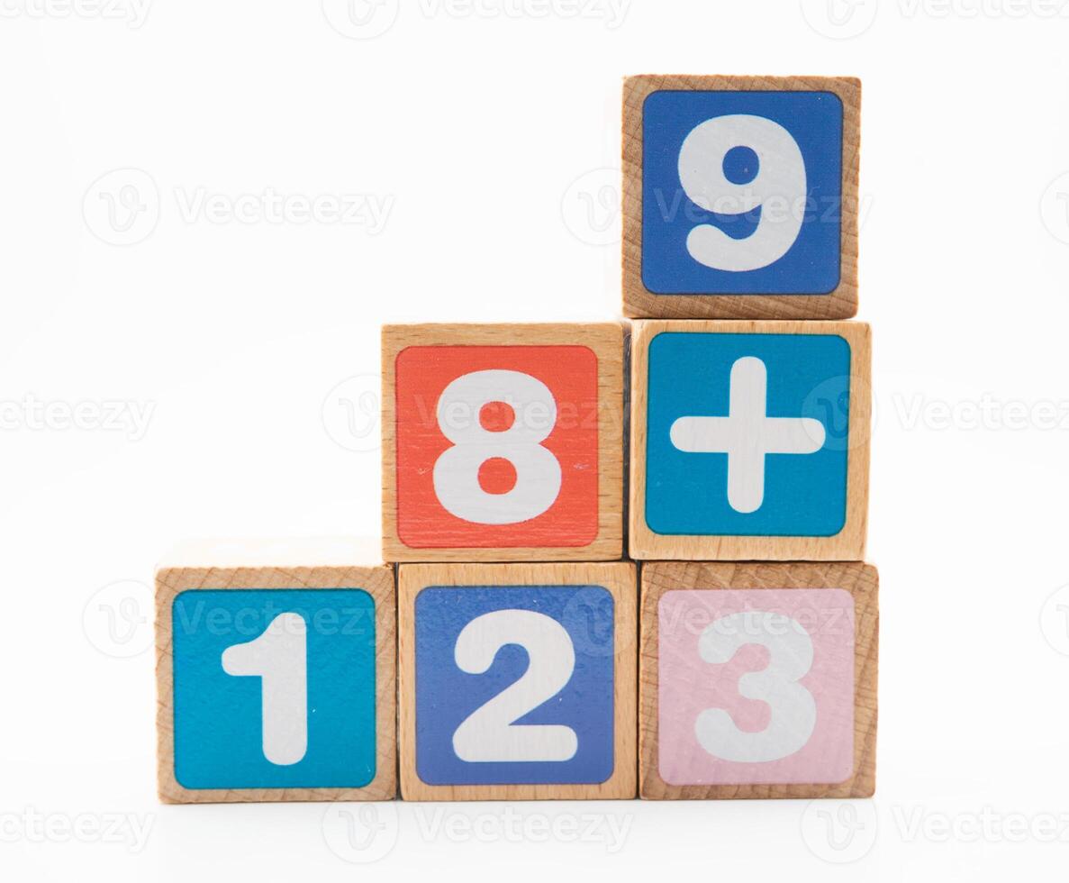 Number wood block Mathematic photo