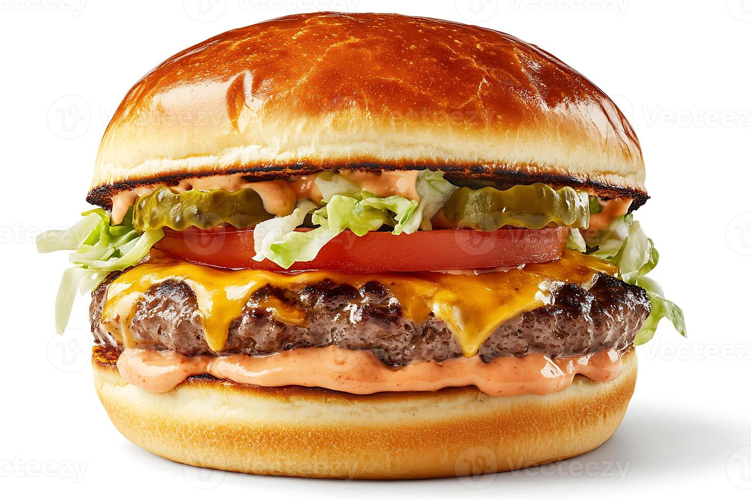 Delicious Meat Burger with Melted Cheese photo