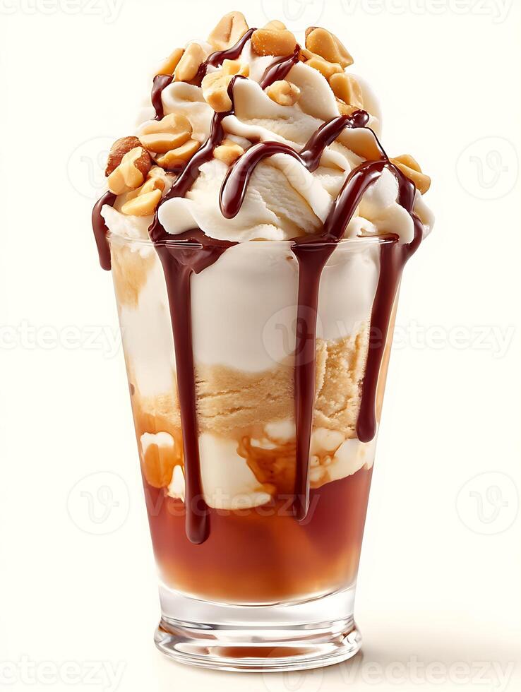 Ice Cream Topped with Chocolate Sauce photo