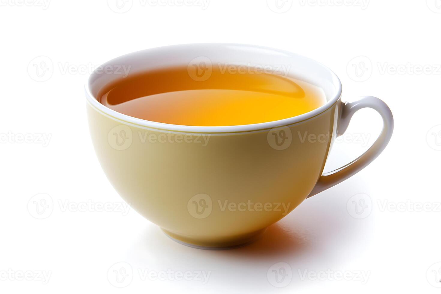 Freshly Hot Tea in Cup on white background. photo