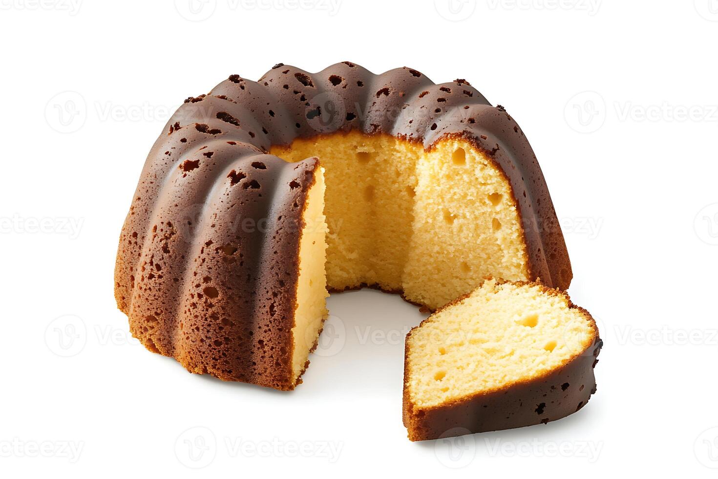 Slice Soft Cake on white background. photo