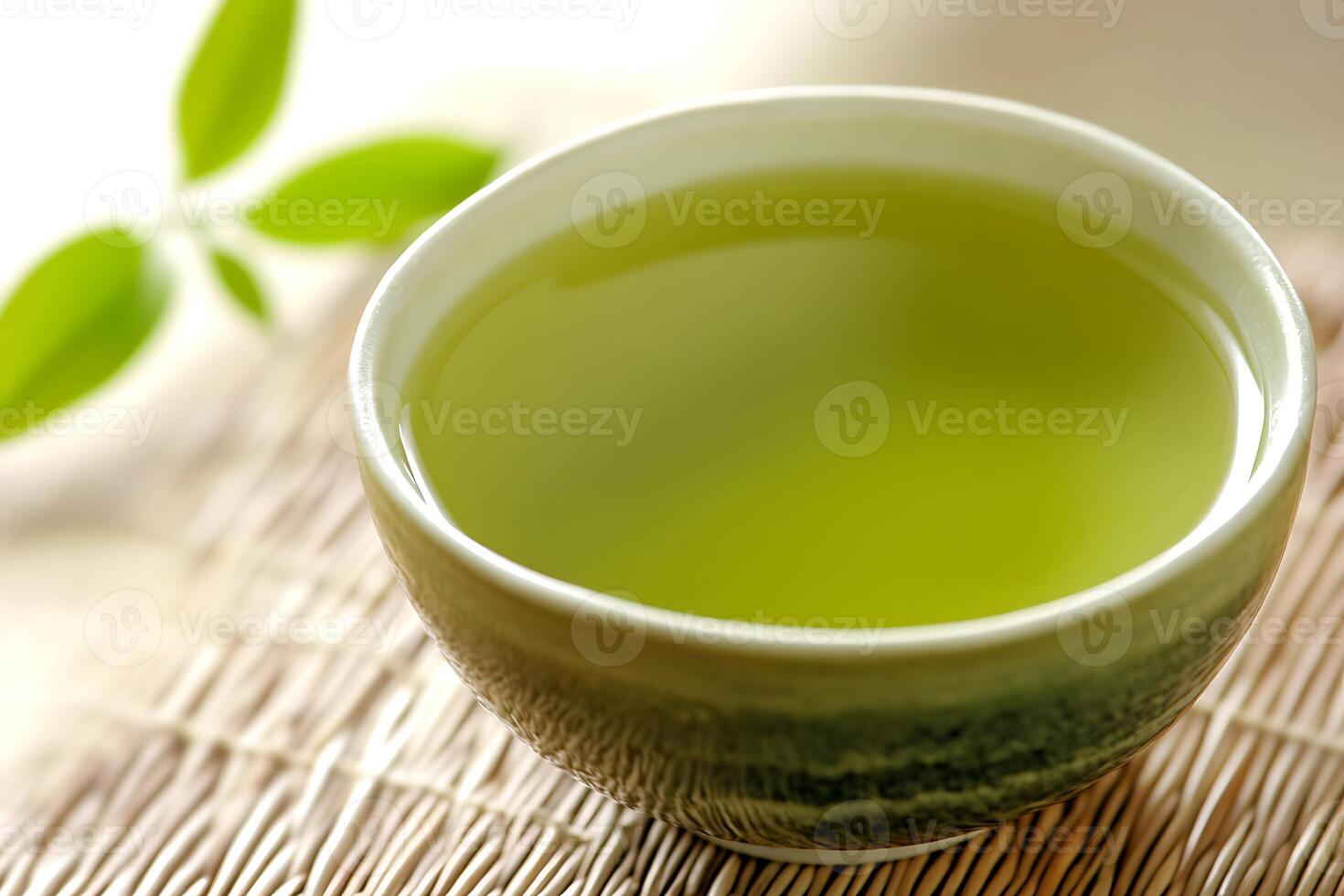 Hot Green Tea with a Touch of Nature. photo