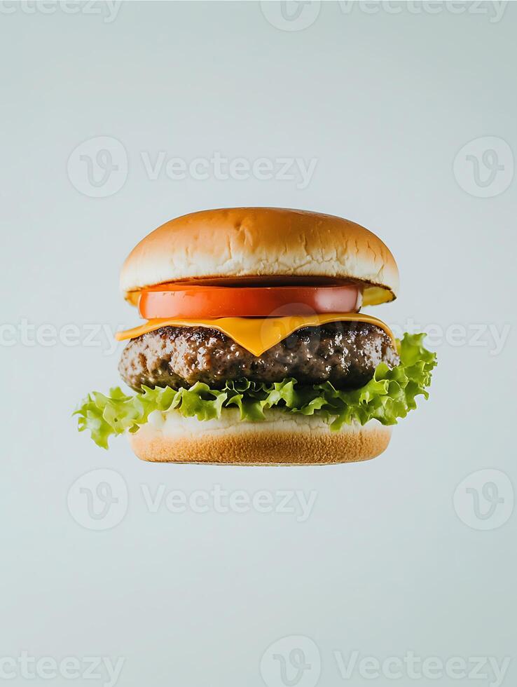 Perfectly Cooked Meat Burger with Cheese photo