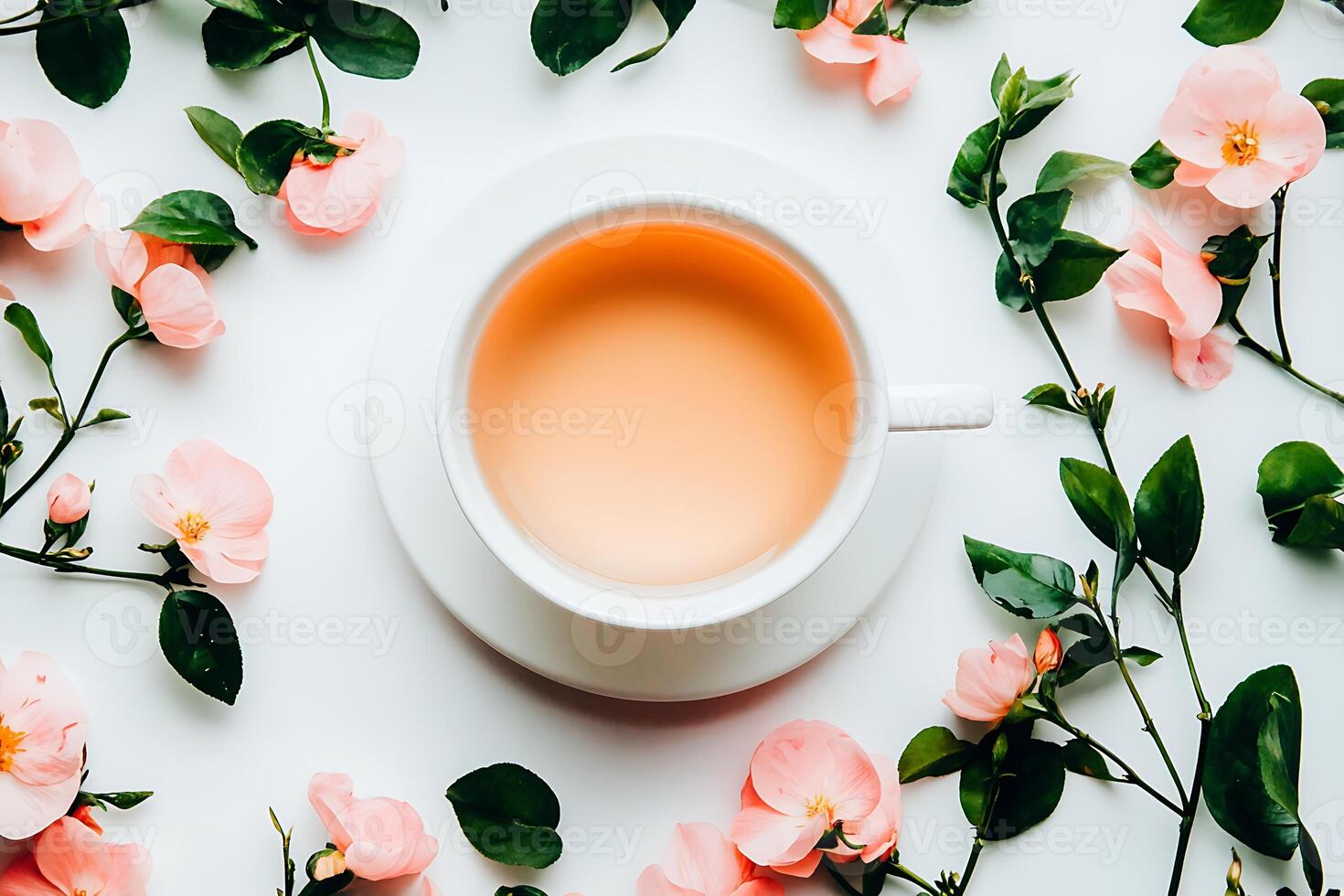 Orange Floral Tea with a Touch of Nature. photo