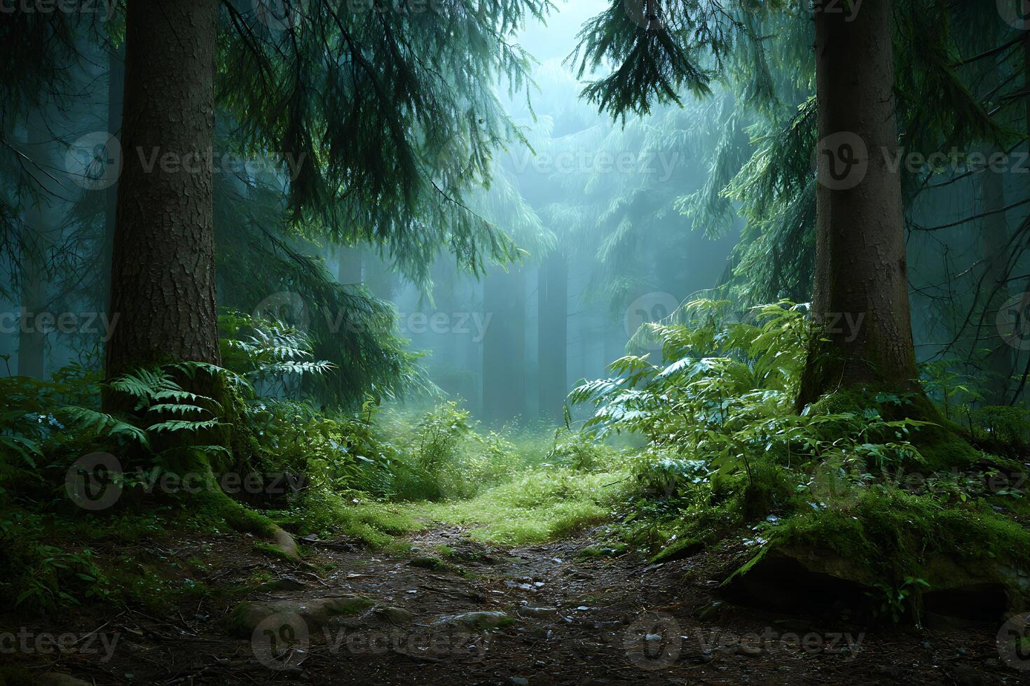 Wood Forest After Rainfall. photo