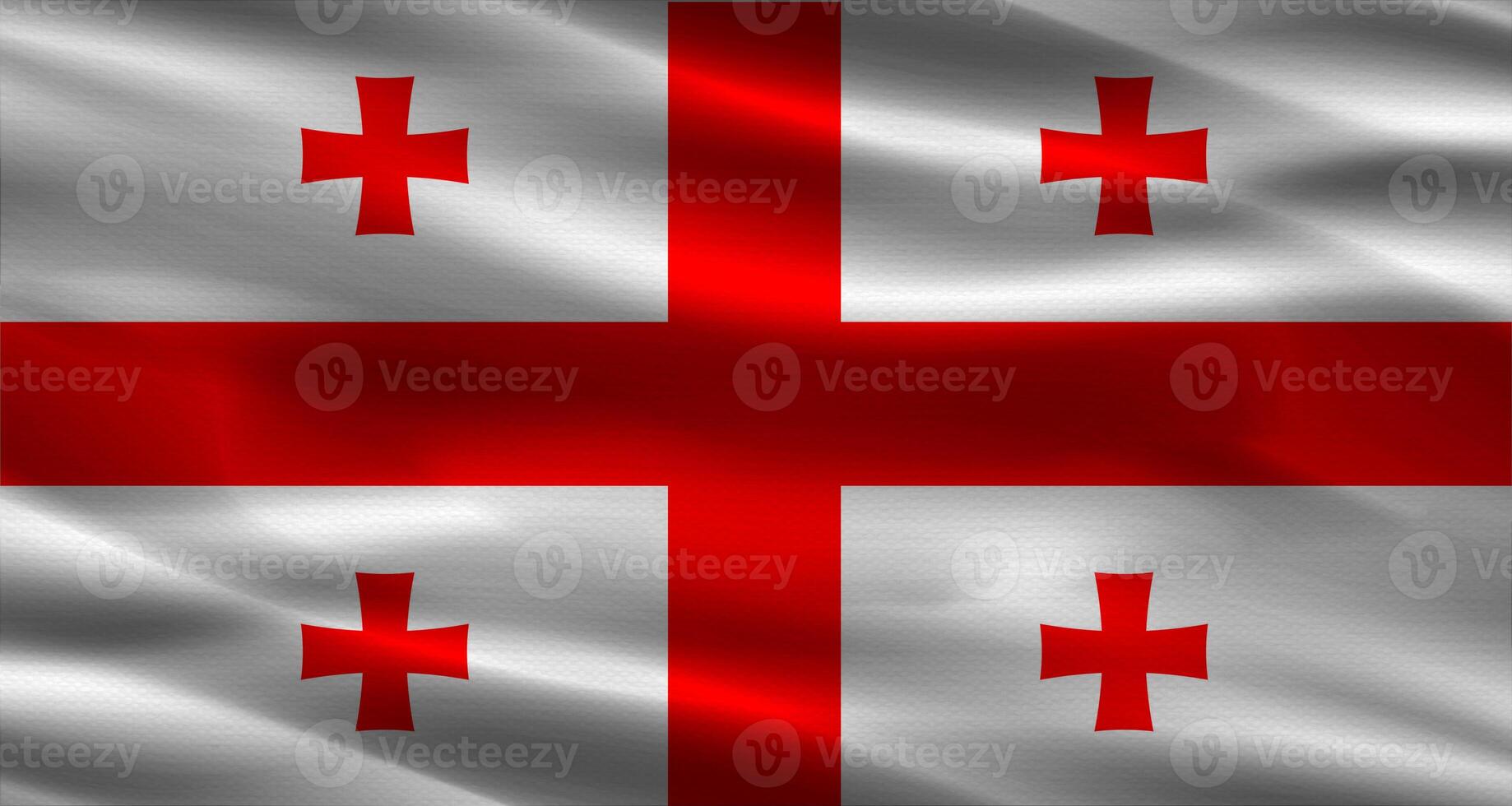 Georgia flag with fabric texture. Realistic flag of Georgia waving photo