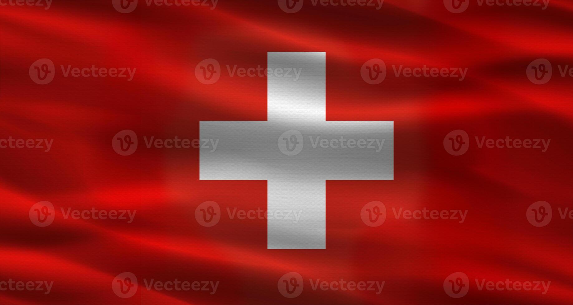 Switzerland flag with fabric texture. Realistic flag of Switzerland waving photo