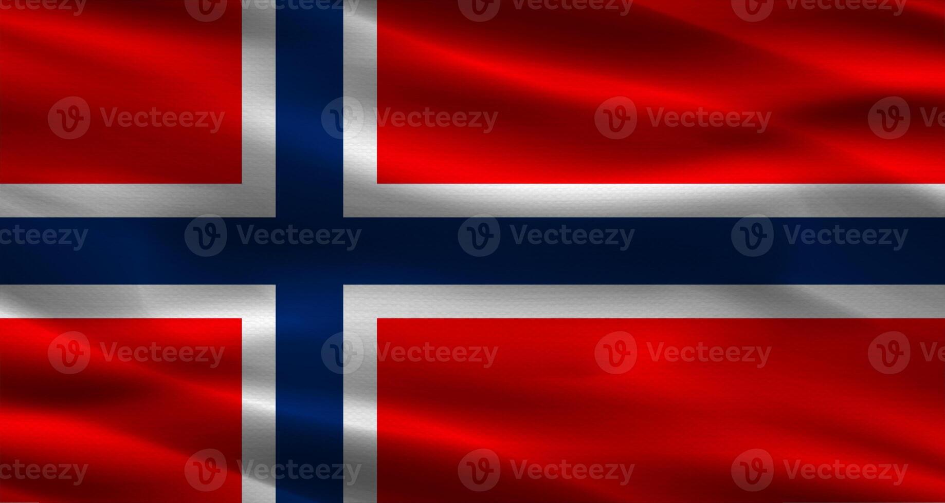 Norway flag with fabric texture. Realistic flag of Norway waving photo