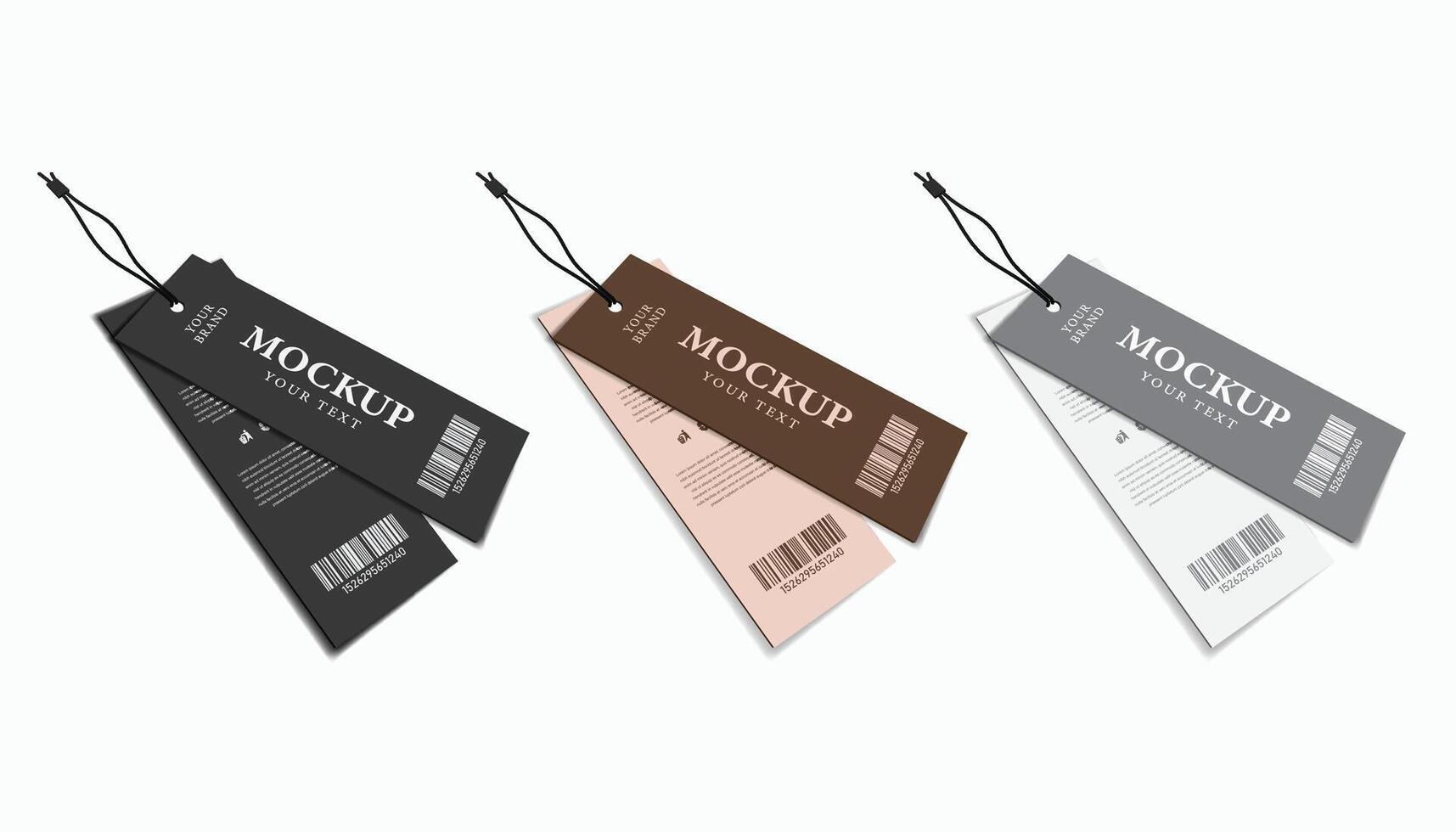 Label 3d tag collection set illustration mockup for cloth branding. vector