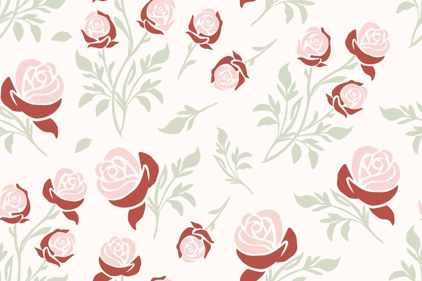 delicate pink floral hand draw seamless pattern vector