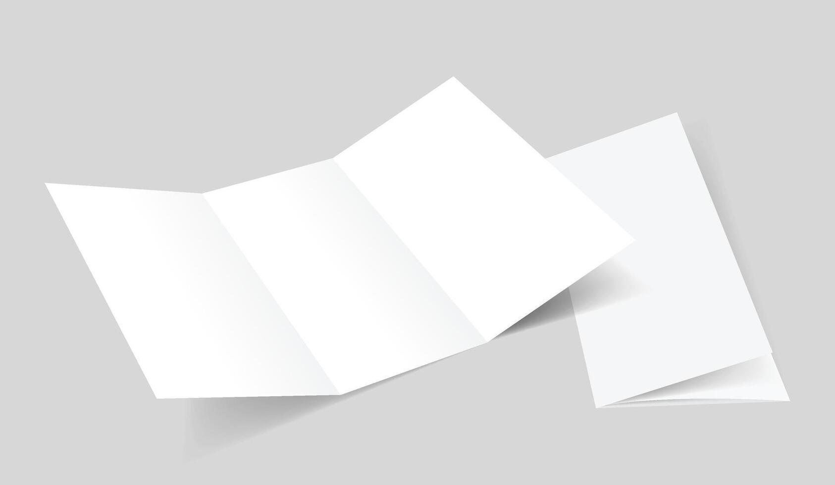 3d blank tri fold mockup on gray background for brochure, magazine, newspaper and letter vector