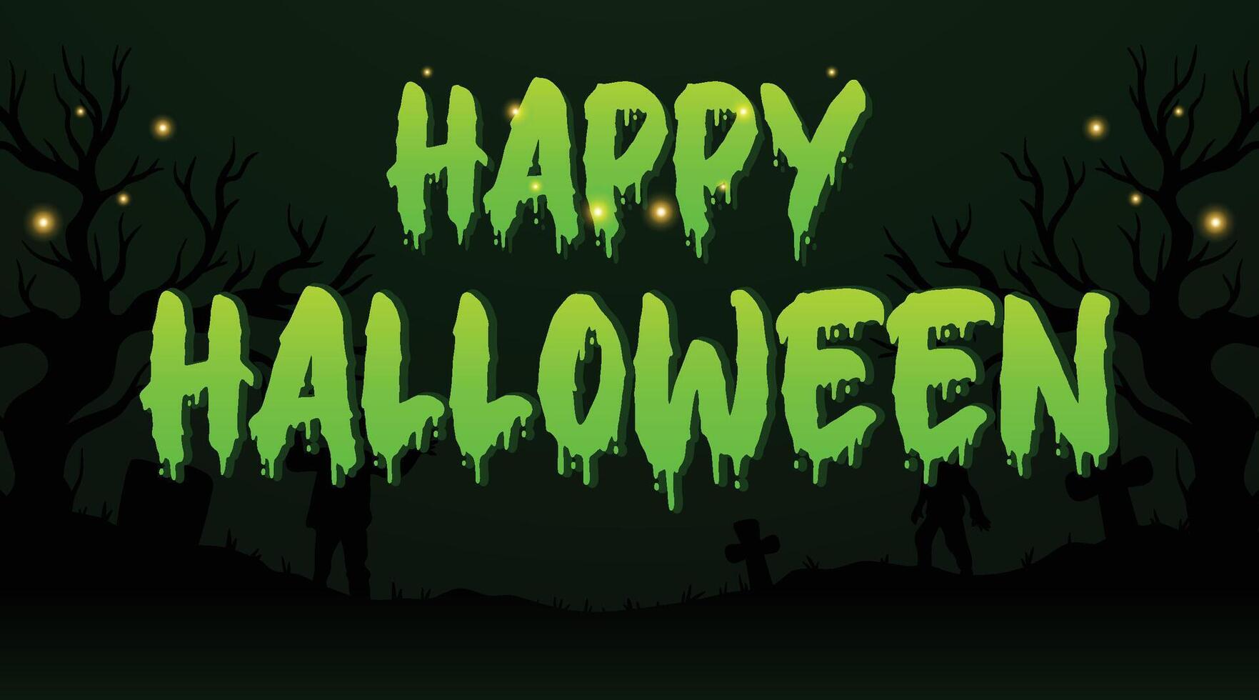 Happy Halloween Text Effect, Green Graphic Style Effect, with black Background Halloween vector