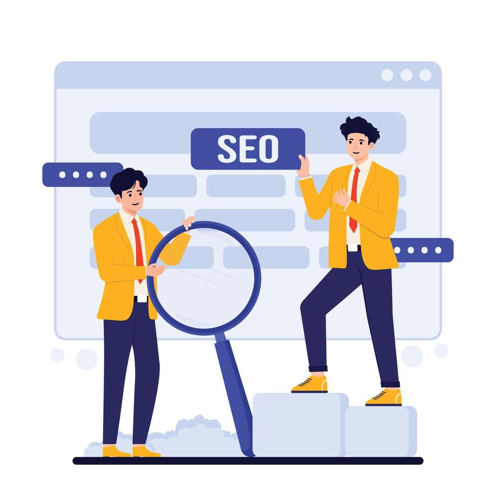 Search engine optimization flat illustration. seo optimization, SEO optimization. vector