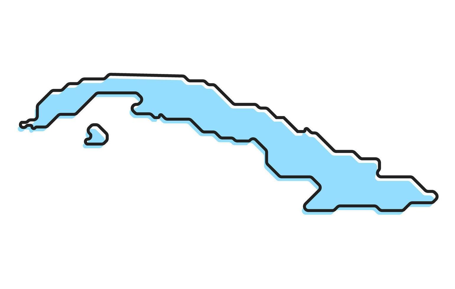 Simple stylized map of the country of Cuba vector