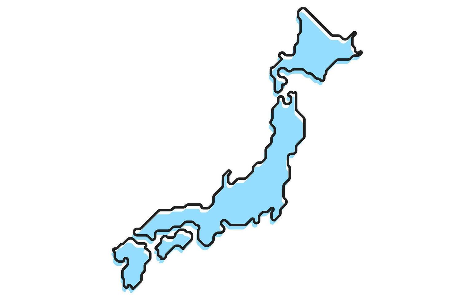 Simple stylized map of the country of Japan vector