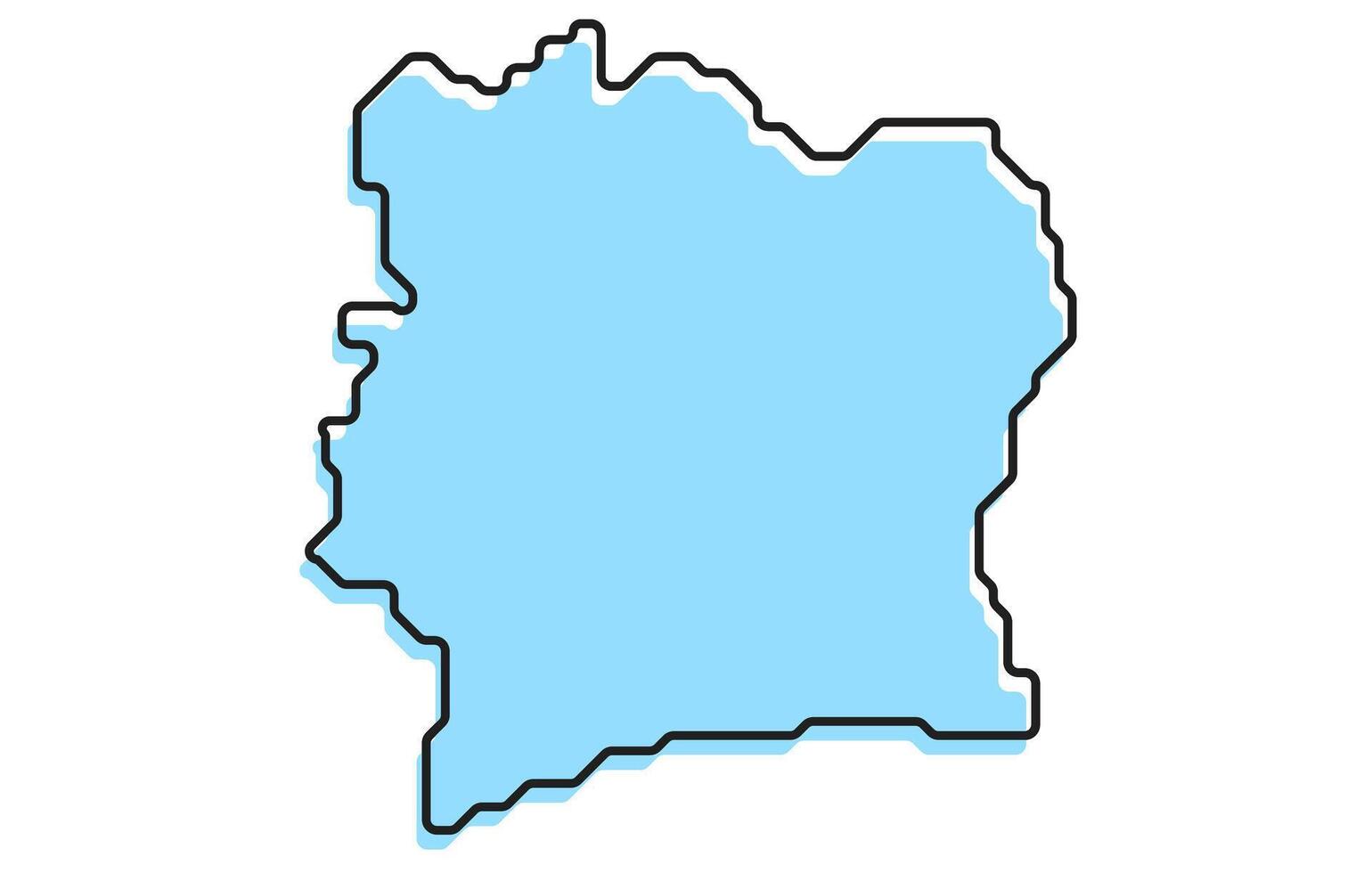Simple stylized map of the country of Ivory Coast vector