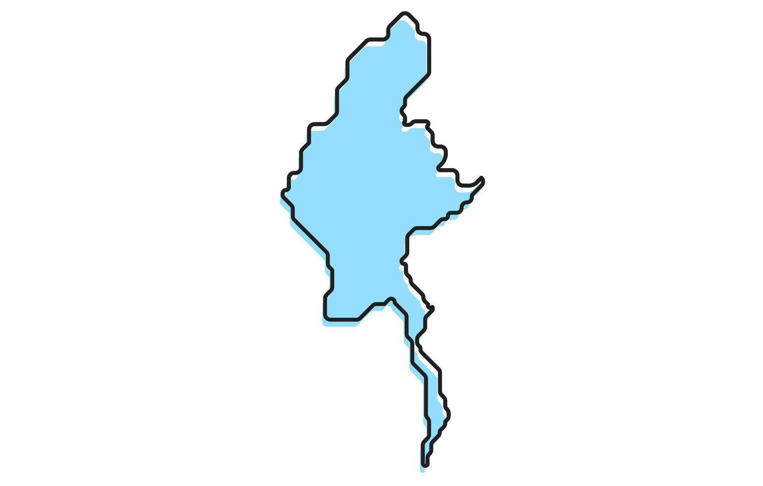Simple stylized map of the country of Myanmar vector
