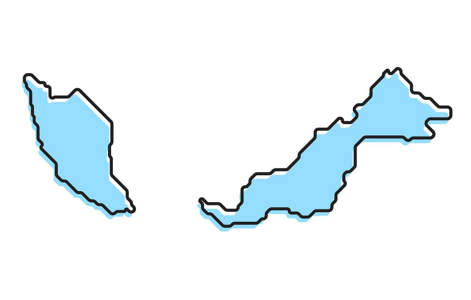 Simple stylized map of the country of Malaysia vector