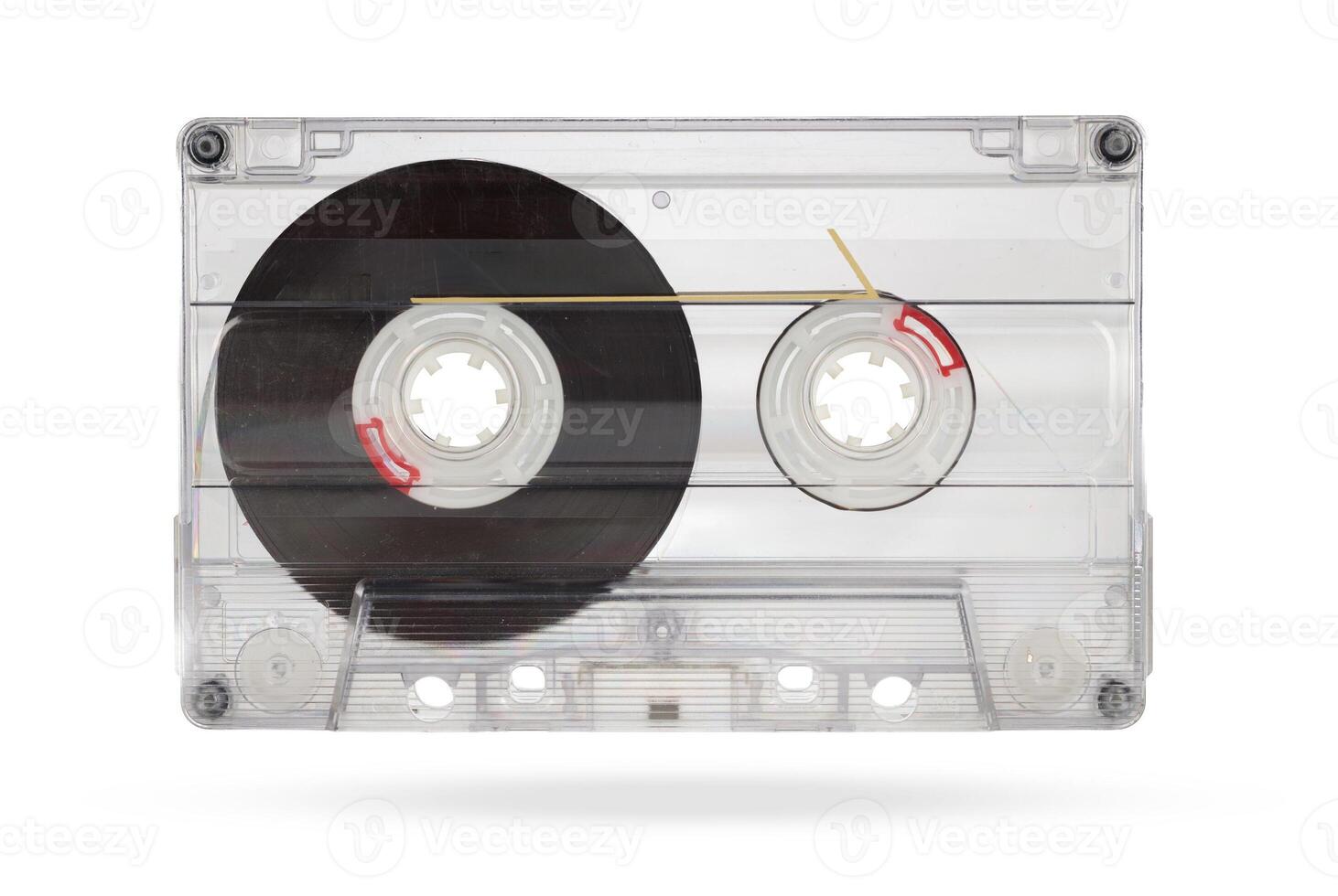 Transparent Audio Cassette with Black Tape Spools photo