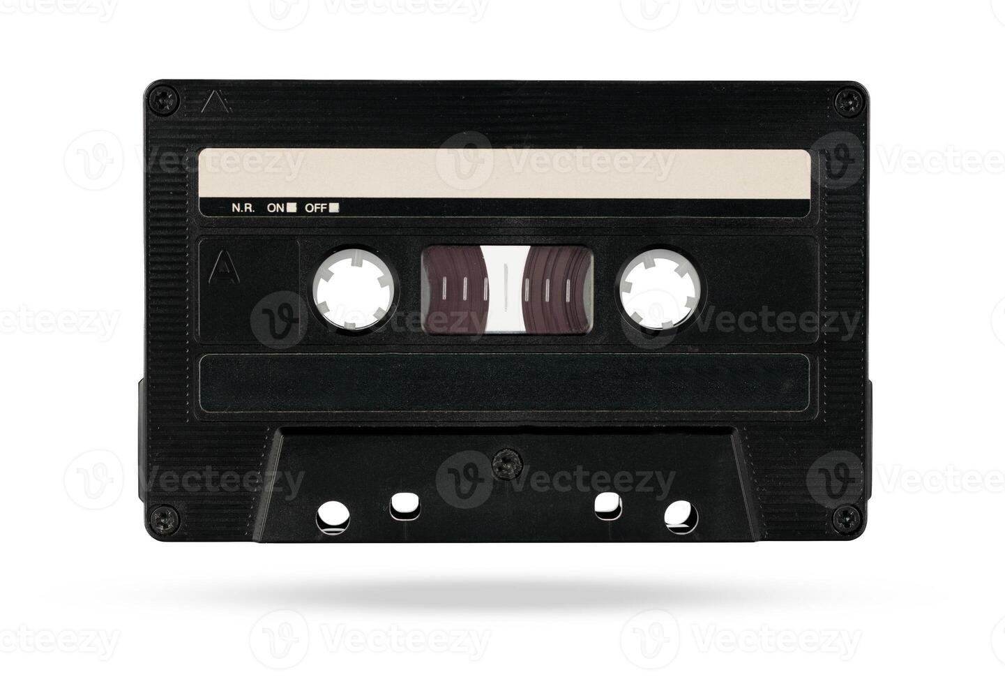 Retro Audio Cassette with Blank Label Isolated photo