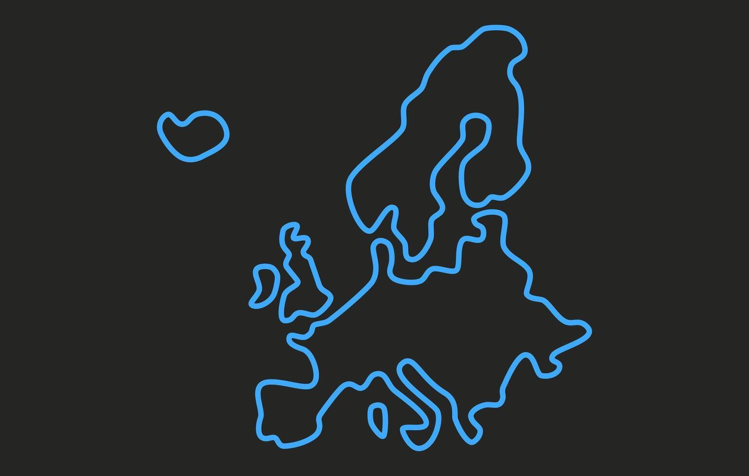 Stylized simple dark map of the continent of Europe in a simple style. Modern map of the continent for infographics, presentations. vector