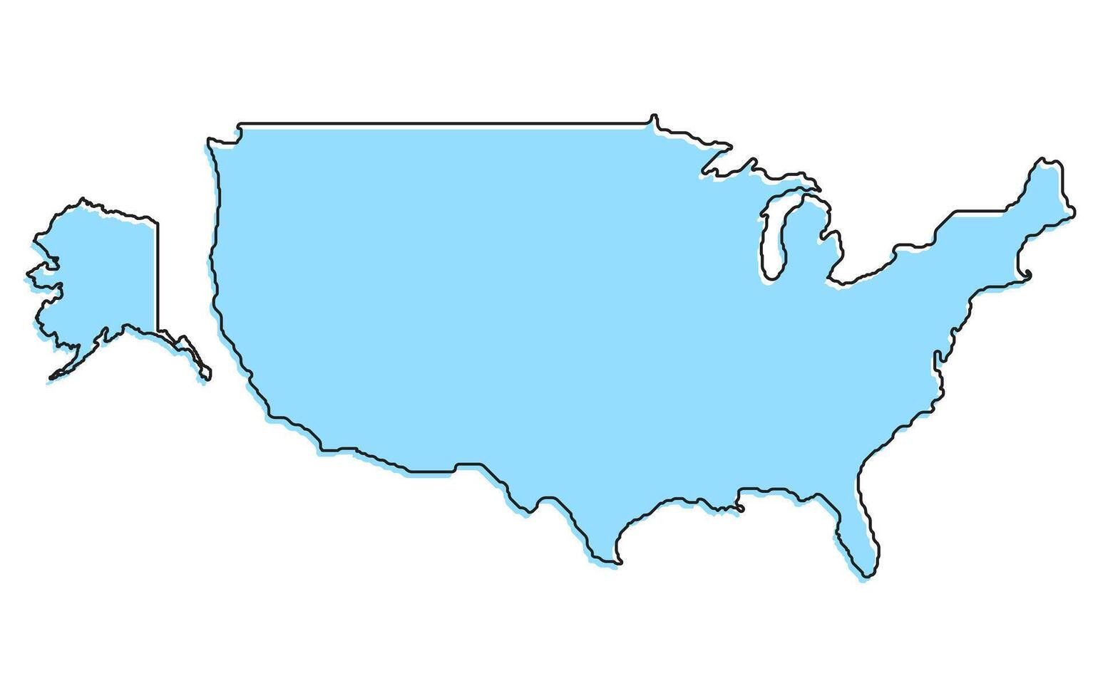 Simple stylized map of the country of United States of America vector