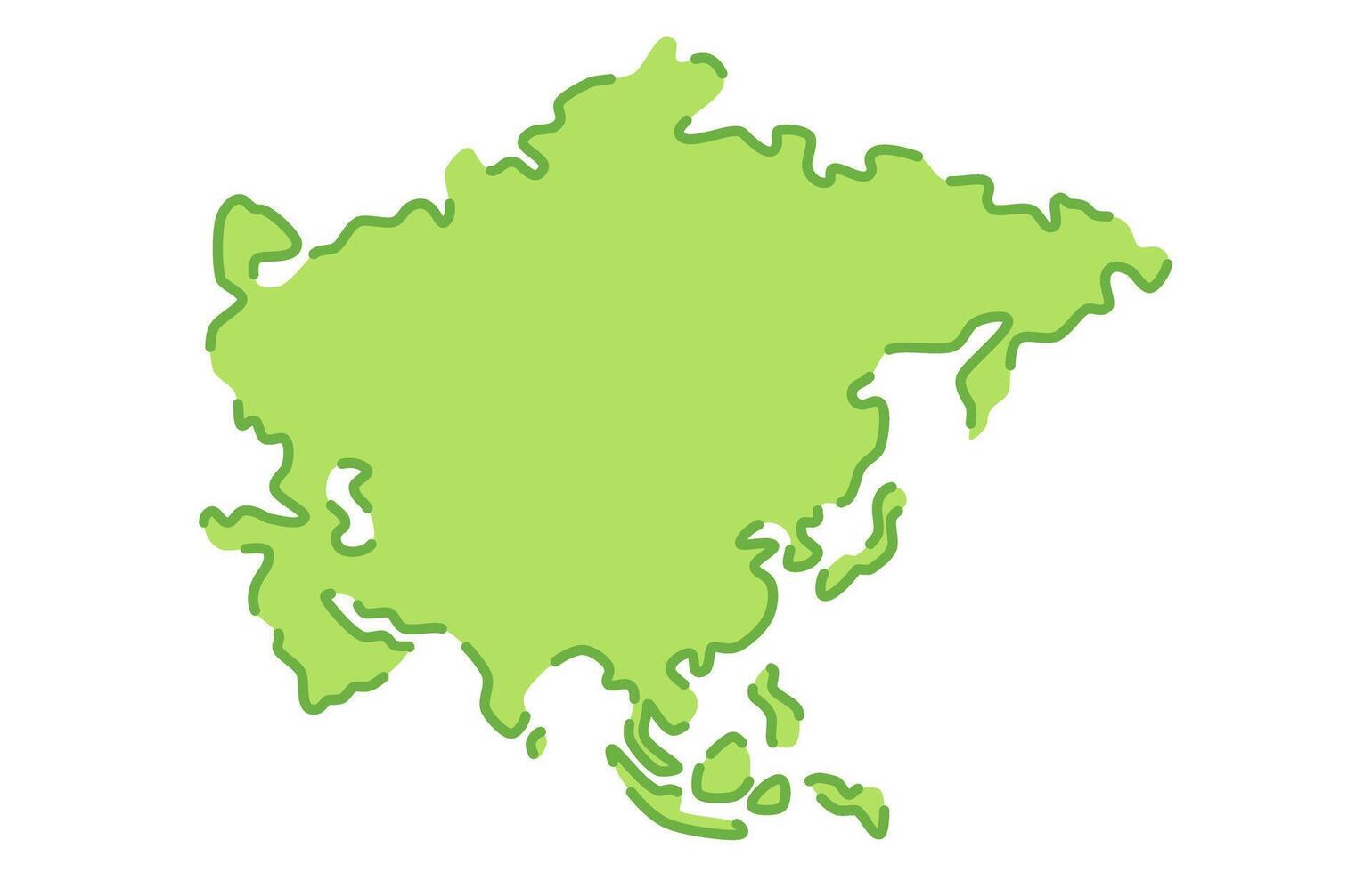 Stylized outline map of the continent of Asia in a simple style vector