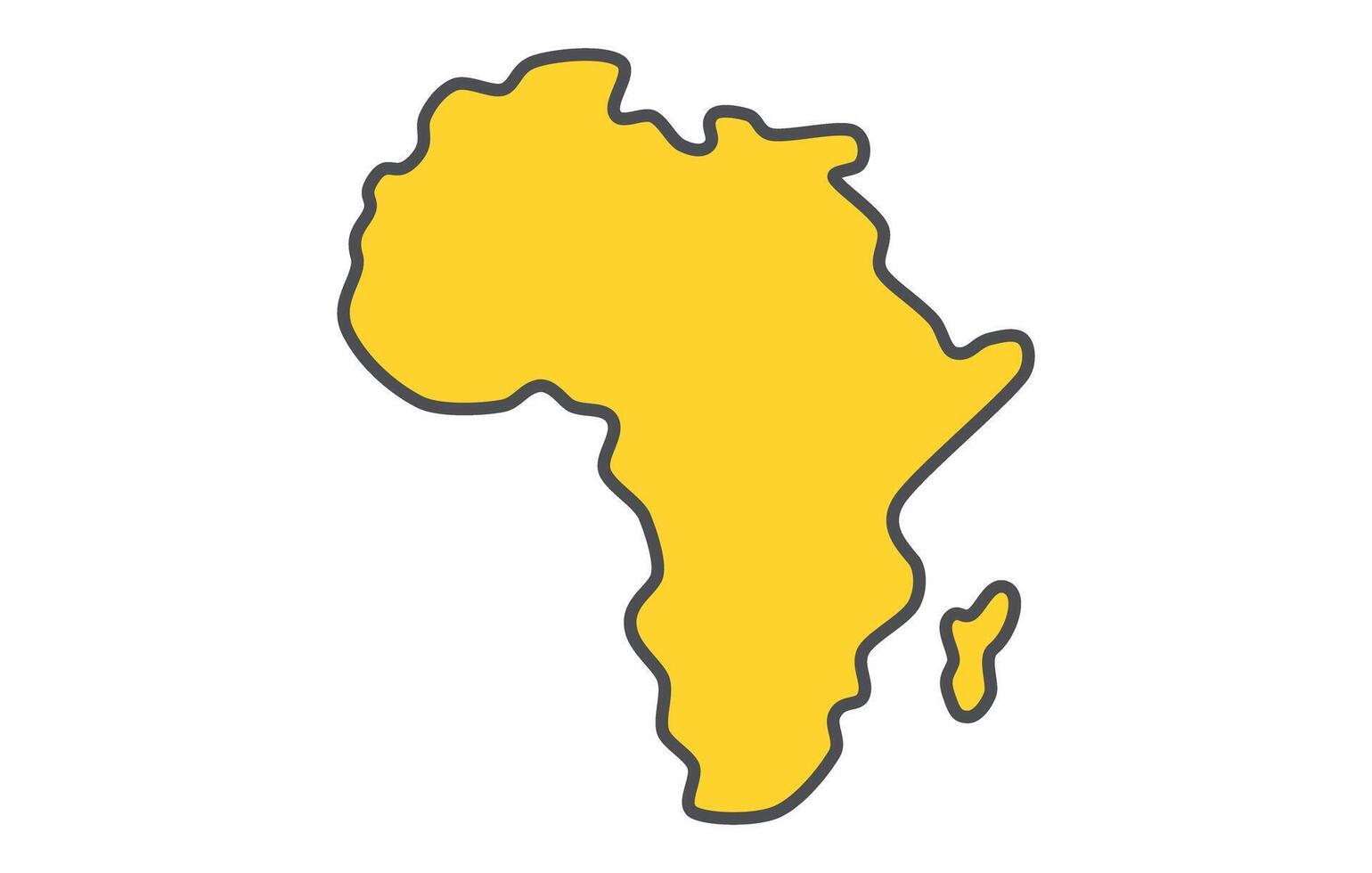 africa map with yellow outline vector