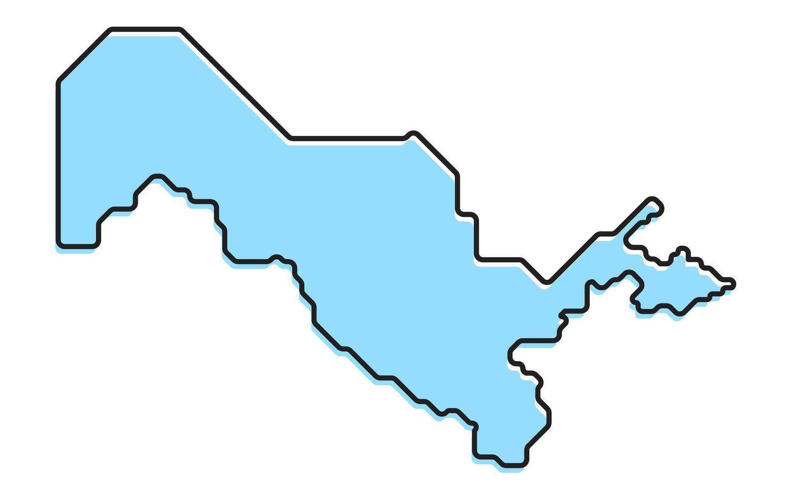 Simple stylized map of the country of Uzbekistan vector