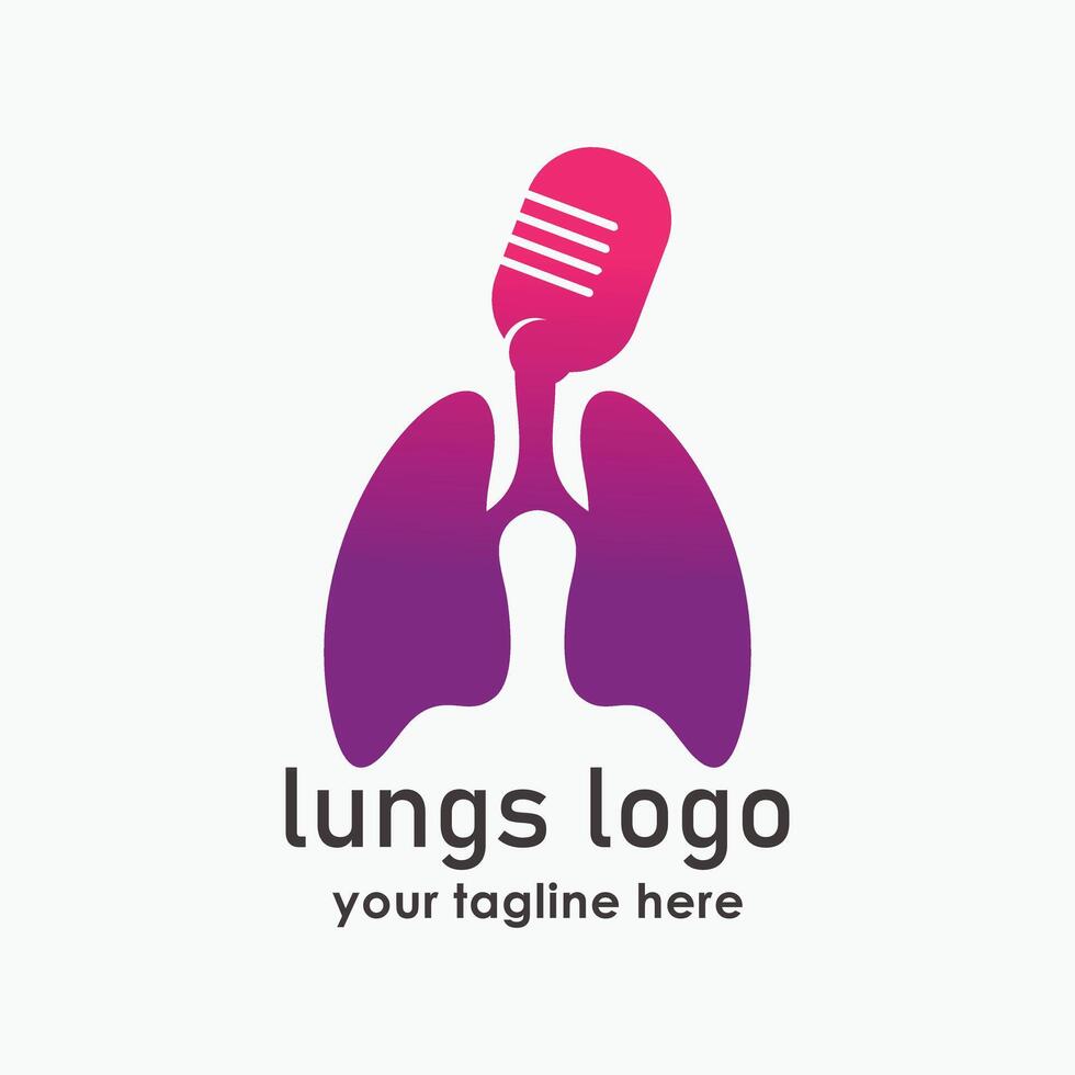 lung health logo design illustration, healthy broadcast logo template vector