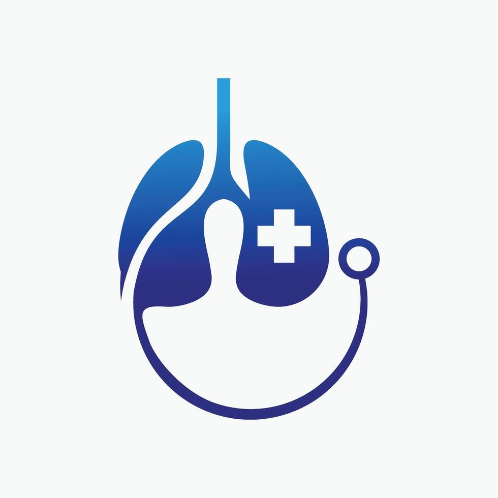 lungs health care logos template, lungs and stethoscope logos, health care clinic logo design vector