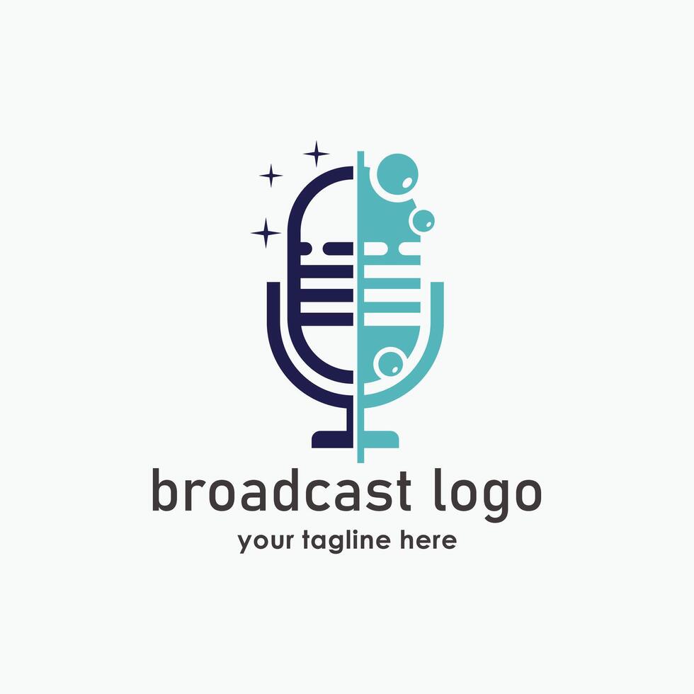 clean broadcast logo design template, podcast logo inspiration, technology illustration vector