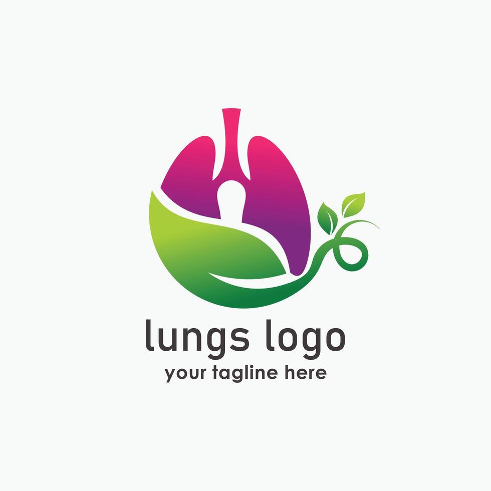 Lungs Leaf logo design template combination, lungs leaf logo creative care design icon, medical logo clinic health care vector