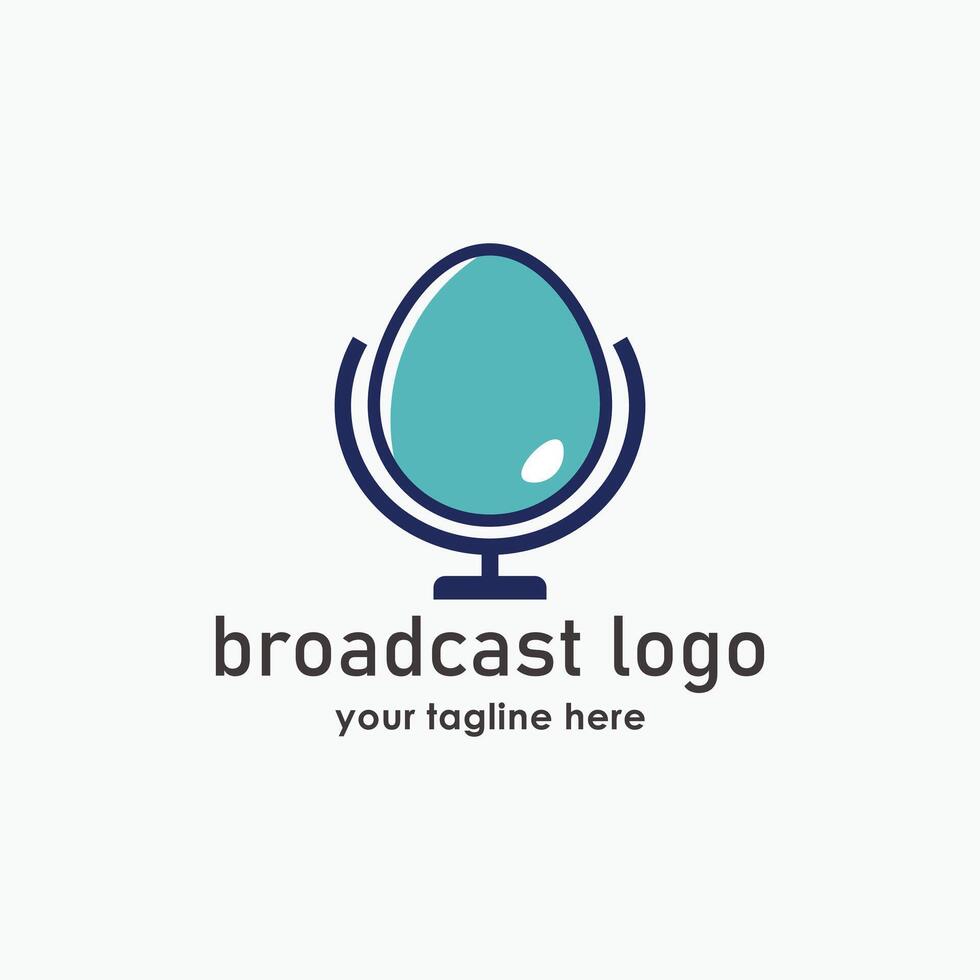 egg and microphone logo template, farm podcast logo design concept, technology logos vector