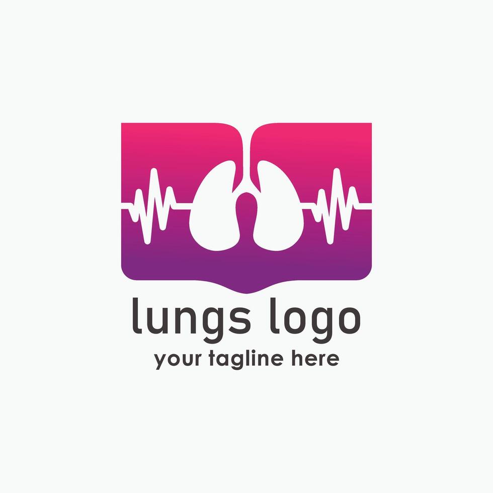 lungs health care logos template, health education logo concept, book logos design vector